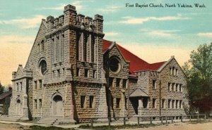 Vintage Postcard First Baptist Church Historic Parish North Yakima Washington WA