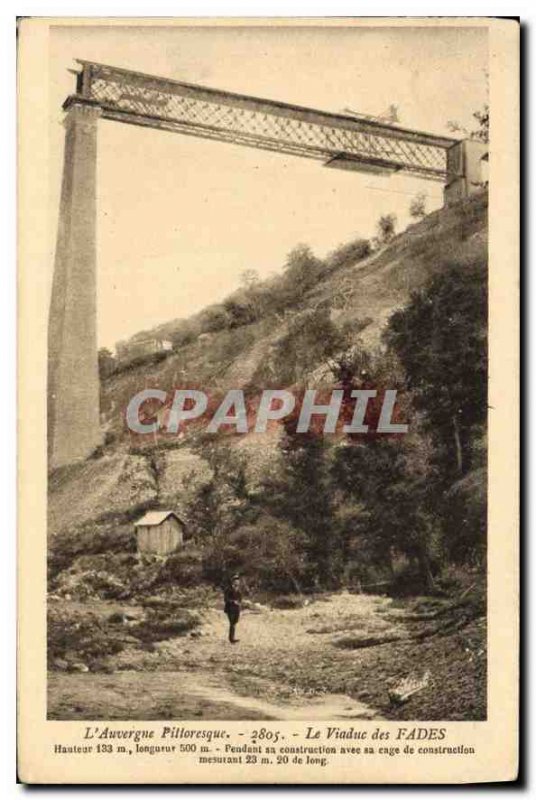 Old Postcard Auvergne Picturesque Viaduct Fades