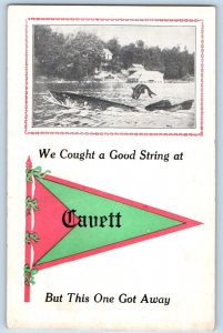 Cavett Oklahoma Postcard Exaggerated Fish Pennant c1910 Vintage Antique Unposted