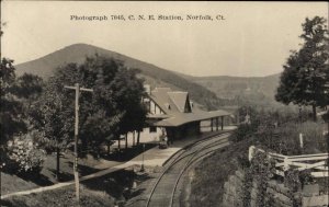 Norfolk CT CNE RR Train Station Depot c1910 Real Photo Postcard