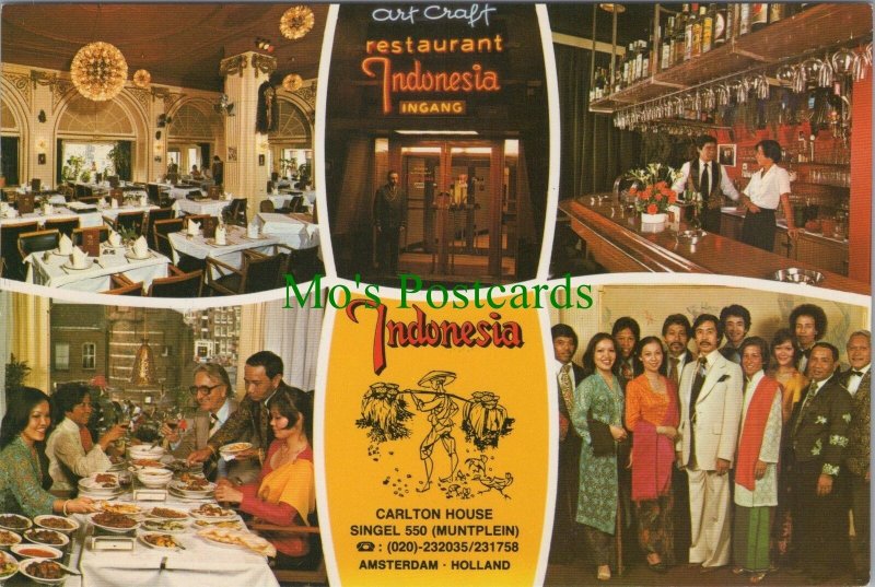 Netherlands Postcard - Art Craft Restaurant Indonesia, Amsterdam RR15917