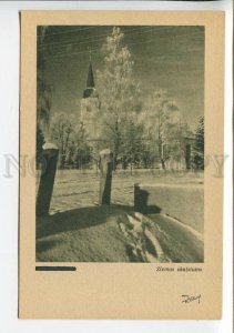 437424 Latvia Winter beauty church Vintage postcard