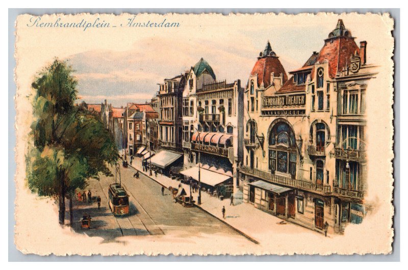 Postcard Rembrandtplein Amsterdam Netherlands Vintage Standard View Card