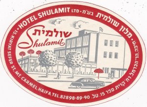 Israel Haifa Mount Carmel Hotel Shulamit Vintage Luggage Label sk2711