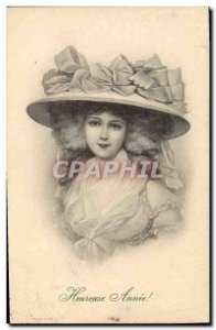 Old Postcard Fantasy Illustrator Woman Happy year