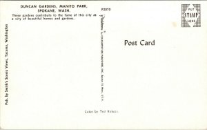 Vtg Duncan Gardens Manito Park Spokane Washington WA Unused Postcard