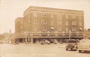 J74/ Falls City Nebraska RPPC Postcard c1940s Hotel Weaver Stores 420