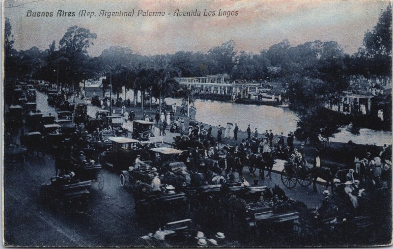 Argentina Buenos Aires Avenida Los Lagos Vintage Postcard C053