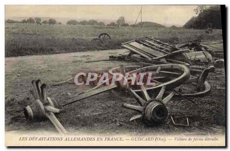  Vintage Postcard Militaria German Devastations in Guiscard France Conveys of de