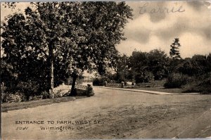 Entrance to Park, West Street Wilmington DE Vintage Postcard J63