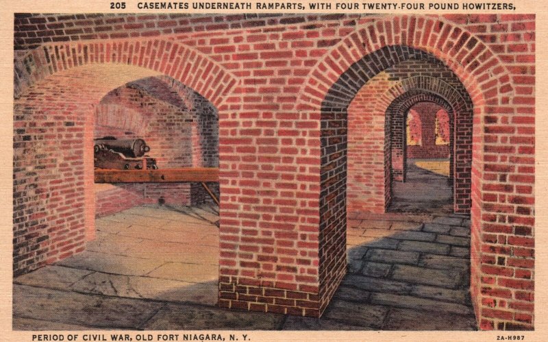 Vintage Postcard Casemates Underneath Ramparts Civil War Old Fort Niagara NY