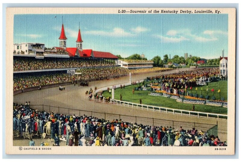 c1940 Souvenir Kentucky Derby Horse Racing Stadium Louisville Kentucky Postcard 