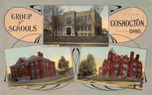 Lincoln Bancroft & High School Coshocton Ohio 1910c postcard