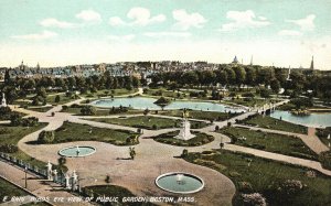 Vintage Postcard 1911 Birds Eye View Of Public Garden Boston Massachusetts MA