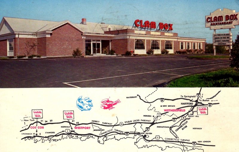 Wethersfield, Connecticut - The Clam Box Restaurant - on Route 9 - in 1966