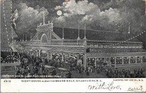 Postcard Night Scene Along The Boardwalk in Atlantic City, New Jersey~132259