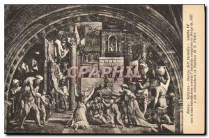 Postcard Old Roma Vaticano Stanza dell'incendio Leone IV Con la sua benedizio...