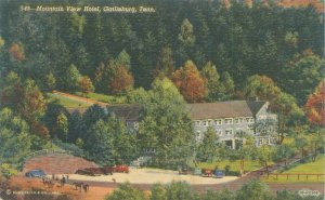 Gatlinburg Tennessee  Mountain View Hotel, Birdseye View, Horses Postcard