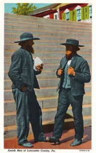 Vintage Postcard Amish Men Of Lancaster Pennsylvania PA C.T. American Art Pub.