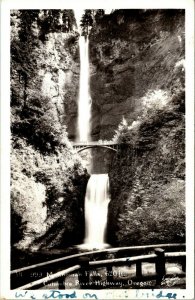 RPPC Multnomah Falls Columbia River Hwy Oregon Real Photo Postcard waterfalls