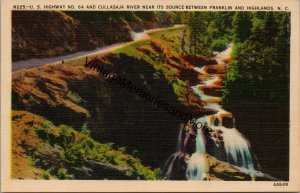 US Highway No. 64 & Cullasaja River North Carolina Postcard PC304