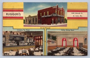 J96/ St Louis Missouri Postcard Linen Ruggeri's 3View Italian Restaurant  476