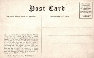 US Capital State West Front View Washington D.C. Vintage Postcard