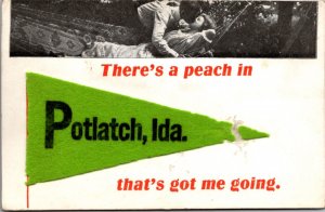 Postcard Felt Pennant Flag Travel Advertising Greetings Romance Potlatch, Idaho