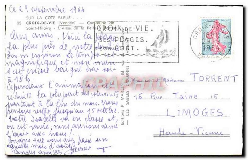 Postcard Modern Cross Common Life of Saint Hilaire L & # 39anse of Pelle Parteau