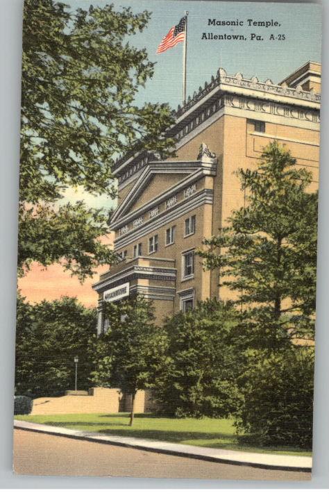 Linen Postcard-Masonic Temple..Allentown,Pennsylvania