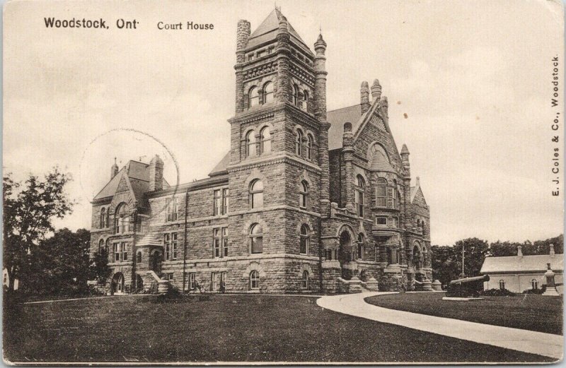 Woodstock Ontario ON Court House c1906 EJ Coles Postcard F60