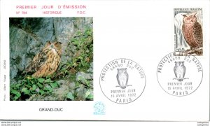 FDC France  Grand Cu Paris 1972 Oiseau Rapace