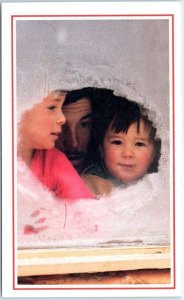 B-84196 Window Seat on Winter, Father and his Two Sons in Alaska Near Mount M...