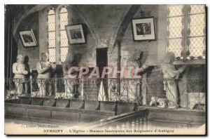 Old Postcard Aubigny Church Statues funeral Lords of Aubigny