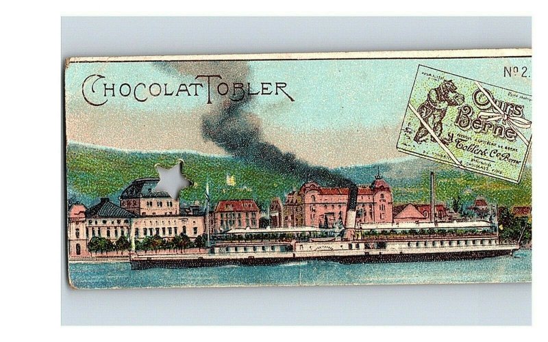 Vintage 1890's Victorian Trade Card Toblerone Swiss Chocolate - Riverboat