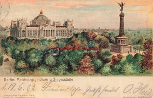 Germany, Berlin, Reichstagsgebaude u. Siegessaule, Hermann Tietz