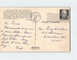 Postcard Greetings From Paul Bunyan On The Shores Of Lake Bemidji Minnesota USA