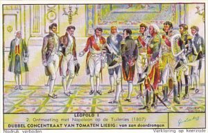 Liebig Trade Card S1669 Leopold I 1957 No 2 Ontmoeting met Napoleon op de Tui...