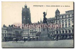 Old Postcard Dunkerque Place Jean Bart And The Belfry