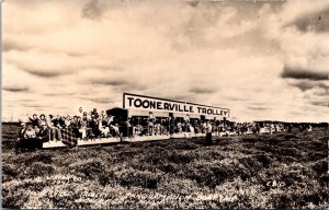 Real Photo Postcard Toonerville Trolley Tahquamenon Boat Trip Newberry, Michigan