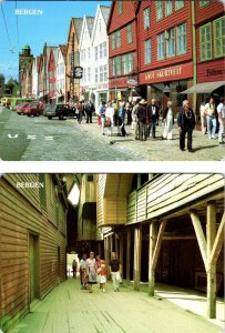 2~4X6 Postcards Bergen, Norway  STREET SCENES Hanseatics Trading Houses STORES