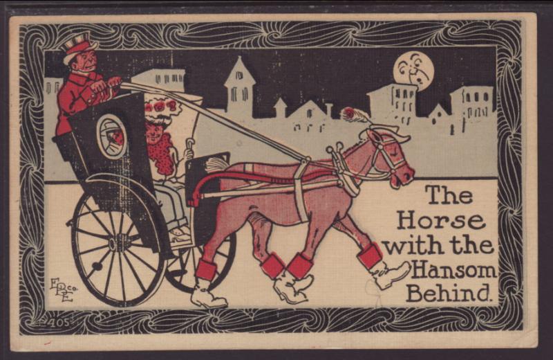 The Horse With the Hansom Behind,Comic Postcard