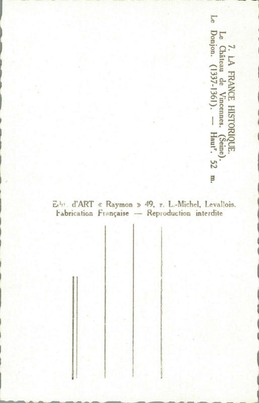 France La France Historique Le Chateau de Vincennes 01.96