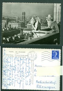 France. 1957. Photo Card. Paris  Notre-Dame Chimeres facade ouest. Postal Used