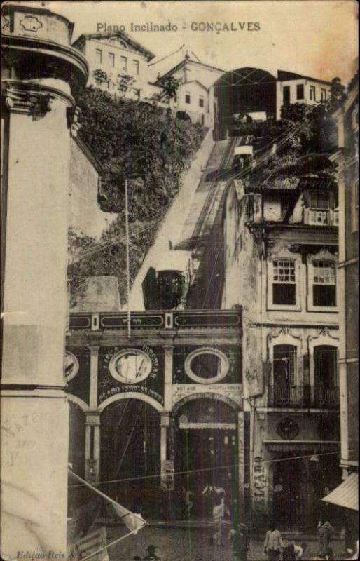 Salvador Bahi Brazil Incline RR Plano Inclinado Goncalves c1910 Postcard