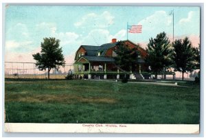 1907 Country Club Building Grounds Tennis Court Wichita Kansas Antique Postcard