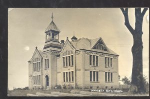RPPC MONTELLO WISCONSIN HIGH SCHOOL BUILDING AZO REAL PHOTO POSTCARD