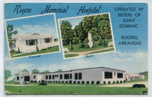 Rogers Memorial Hospital Sisters Saint Dominic Arkansas 1960 linen postcard