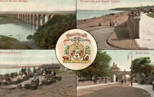 Vintage Postcard 1900's Multi View Famous Places Berwick-on-Tweed England UK