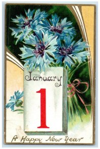 1908 New Year January 1 Calendar Flowers Clarinda Iowa IA Tuck's Posted Postcard